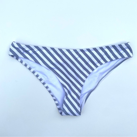 C Apparel Grey White Stripe Bikini Bottoms NWT - Picture 1 of 5